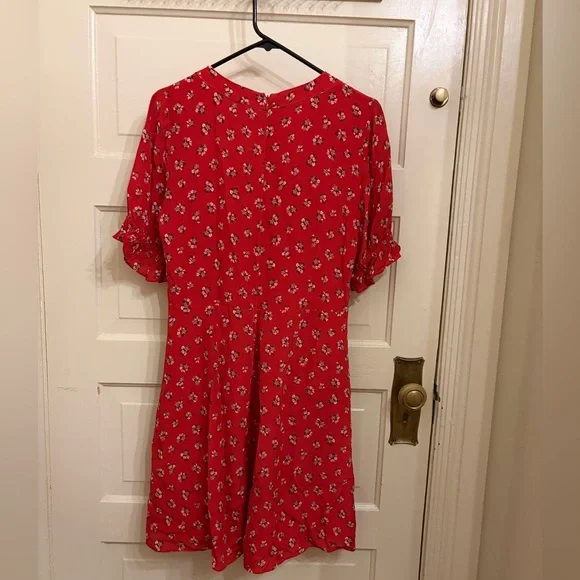 Madewell Silk Ruffle-Sleeve Button-Front Dress in Little Lilies Size 4 - Picture 3 of 3